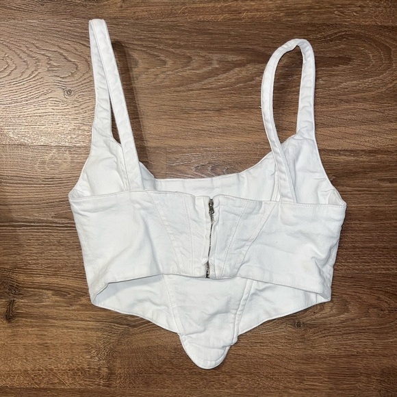 Zara White Denim Corset Crop Top - Picture 3 of 4